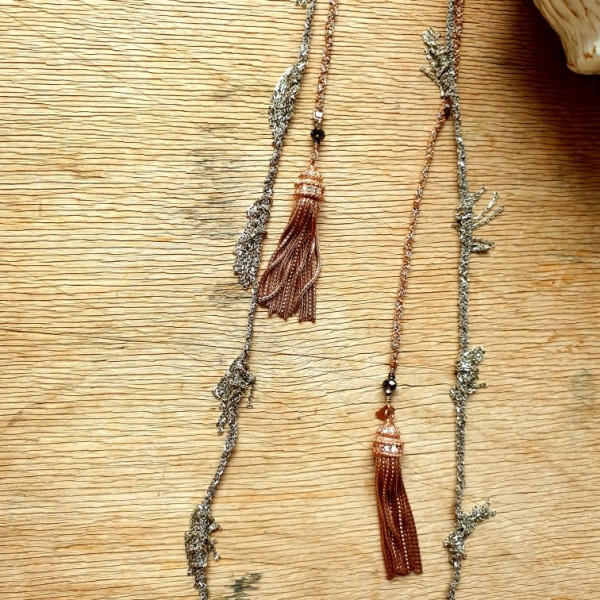 Marie Laure Chamorel ilgas sidabro kaklo papuošalas SILVER GREY